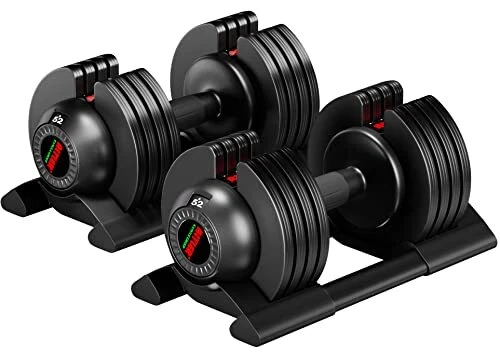 Adjustable Dumbbell, 52lb Pair Dumbbell Set with Tray for Workout Strength Gym