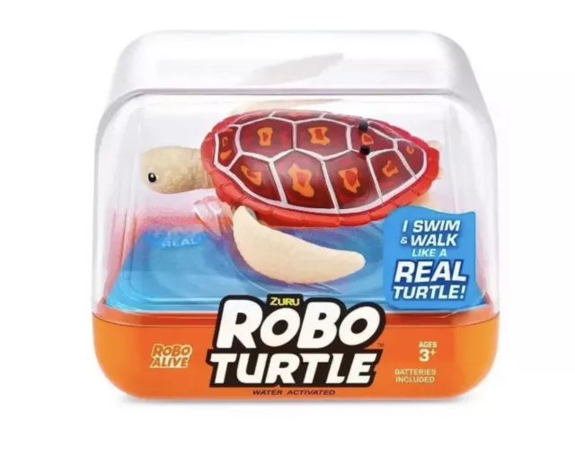 Zuru Robo Alive Robo Turtle Robotic Swimming Turtle, Orange, NEW!