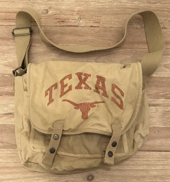Texas Longhorns Duck Canvas Shoulder Messenger bag British Khaki