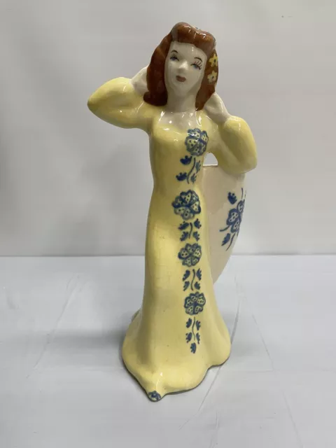 Vintage Weil Ware 1930s 40s California Pottery Young Maiden Lady Vase Decor 11"