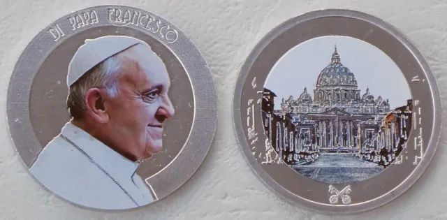 Vatikan Medaille 2013 Papst Franziskus in Farbe