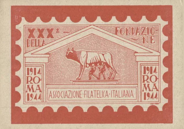 Cartolina XXX Fondazione Associazione Filatelica Italiana - Roma 1914/1944 FG NV