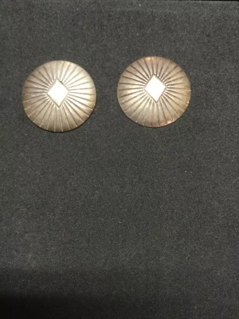 Vtg Native American Southwest Sterling Silver Concho Stud Earrings, 4 grams