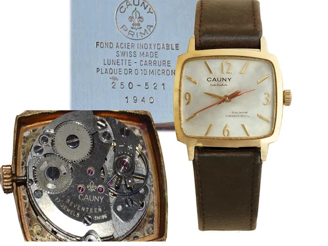 Montre Squelette Suisse Homme - Boîtier Plaqué Or 42.7mm - Mouvement Mécanique Manuel - Occasion