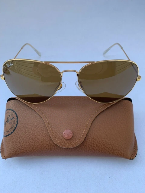 Ray-Ban Aviator Sunglasses 001/33 RB3026 Large 62m Gold Frame & Brown Lenses