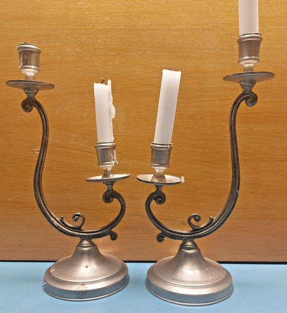 Paire De Bougeoirs 2 Branches En Cristal – 17 Cm De Haut, Style Art Déco