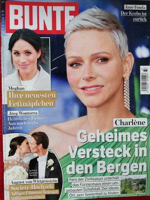 ZEITSCHRIFT BUNTE (MEGHAN, Charlene, Jane Fonda Krebs, Hochzeit, C ...