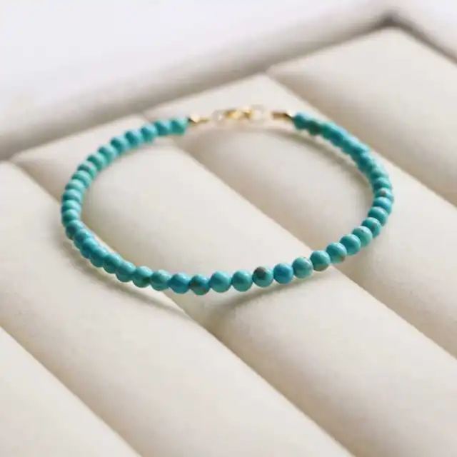 5MM Natural Turquoise beads Cuff Lucky Bracelet Bohemia Elegant Seven Chakras