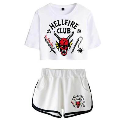 Club infernale COSPALY Costume Print T-shirt Crop TOP SHORTS SET