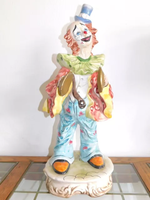 Porcelain Ceramic Clown 23" Capodimonte Italian Statue Vtg/Rare Ship Free