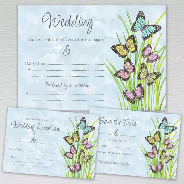 Butterfly Wedding Invitations Reception Invites RSVP Vow Renewal Save the Date