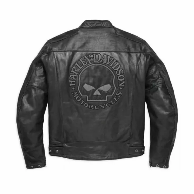 Men's Harley Davidson Motorbike Skull HD Blouson CUIR Motorcycle Leather Jacket