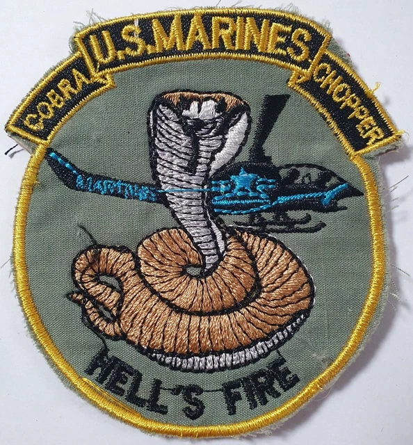 US ARMY MARINES Helicopter Cobra Chopper Hells Fire Vietnam War Patch ...