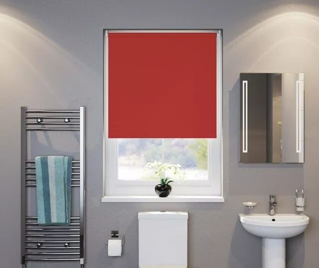 Speedy Thermal Blackout Straight Edge Roller Blind. Bright Red. 60cm 190cm Drop