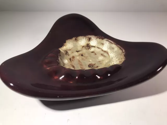 VINTAGE RETRO MCM Ceramic Ashtray Brown Drip Glaze - 6” Triangle shaped ...