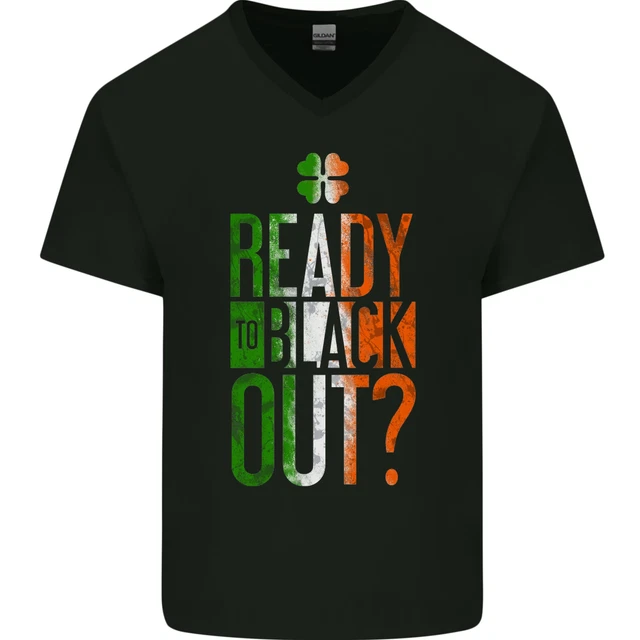 Pronta Da Nero Fuori Giorno di San Patrizio Mma Uomo Scollo A V Cotone T-Shirt