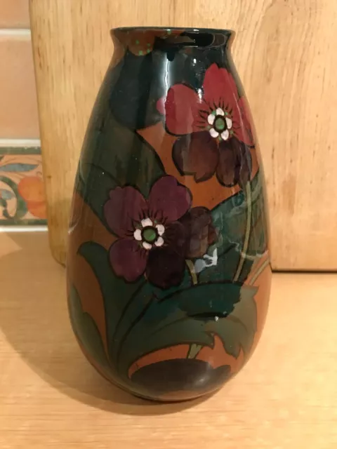 Decoro Pottery Bulbous Floral Vase - Reg No 429479 - 20cms