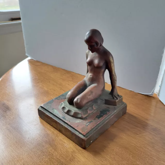 Art Deco 1920s Nuart Frankart Nude woman Kneeling lady Bookend  Rare Old 2