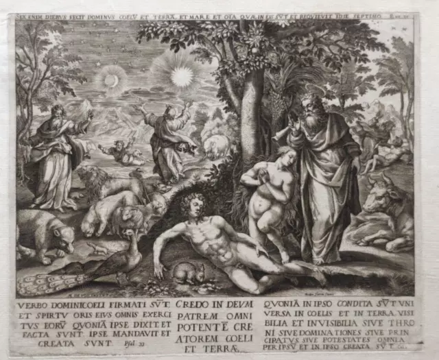 Die Schöpfung, Kupferstich nach Marten de Vos bei Matteo Florimi, Siena um 1600