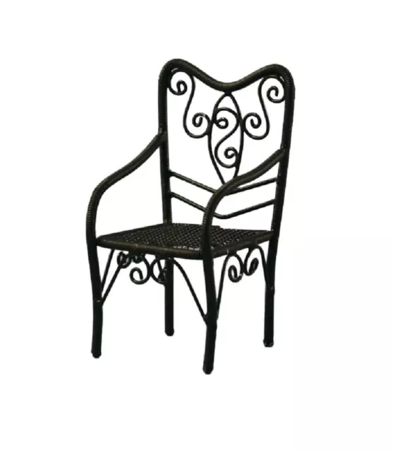 Dolls House Black Wire Wrought Iron Chair Miniature Garden Patio Furniture 1:12