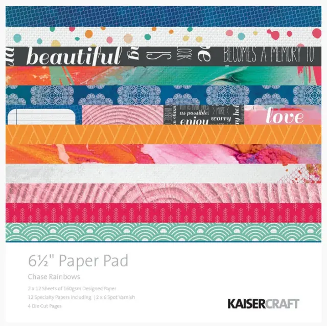 Chase Rainbows - Kaisercraft 6.5" x 6.5" Paper Pad 24 Sheets - Colourful Bright 3