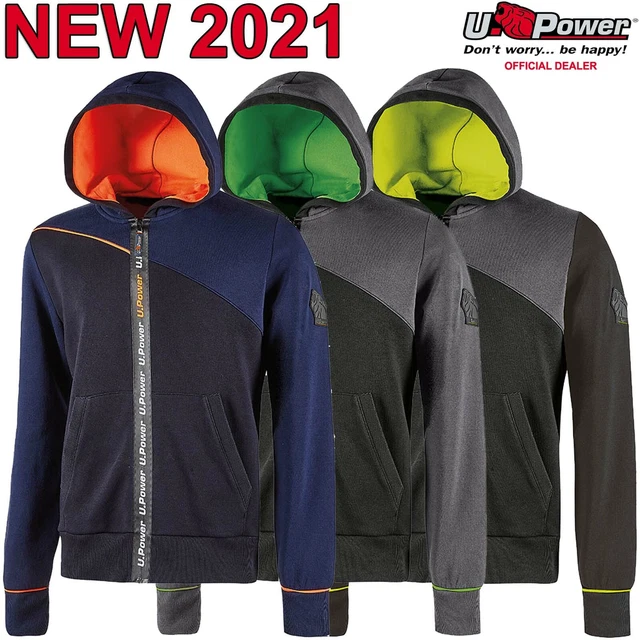 Felpa con Cappuccio Multitasche Cotone da Lavoro U-POWER Pile Uomo Donna JUPITER