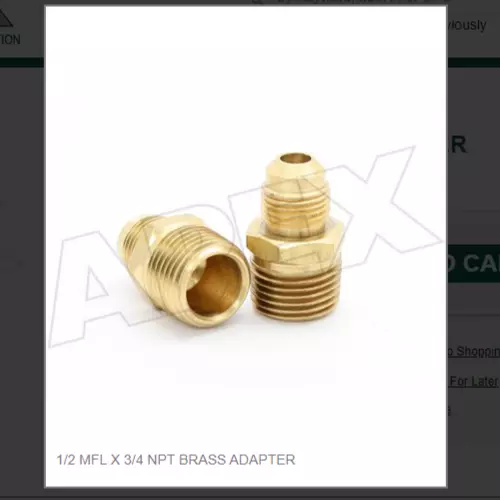 1/2 Mfl X 3/4 Npt Brass Adapter # 48-812