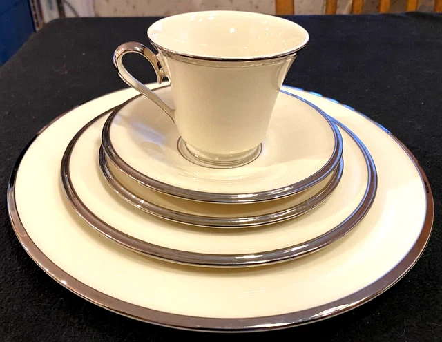 Lenox Solitaire Dimension Collect. Platinum Ivory China 5-Piece Place Setting(s)