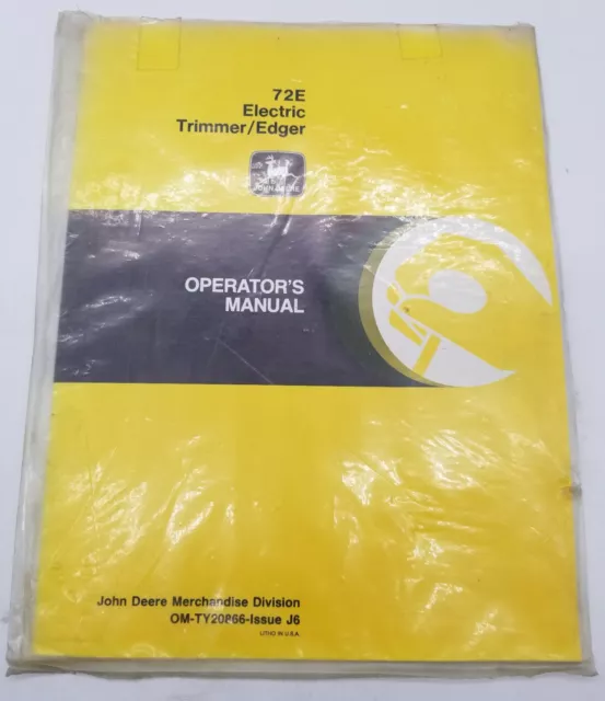 John Deere 72E Electric Trimmer / Edger Operator's Manual OM-TY20866-Issue J6