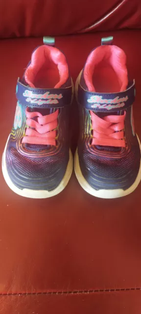 Skechers Girls Lights Light Up Trainers  Purple/Red UK Size 9.5