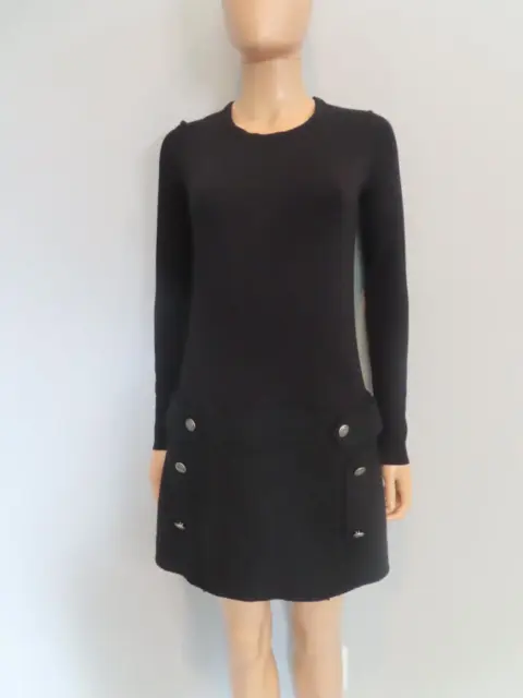 Bailey/44 Black Mixed Media Long Sleeve Mini Dress Size S