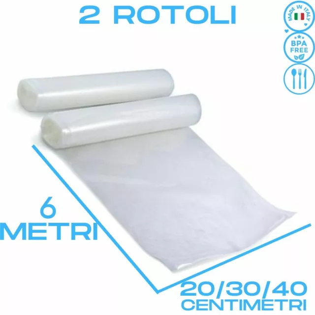 2 Rotoli sottovuoto cottura alimenti buste sacchetti di in plastica per macchina