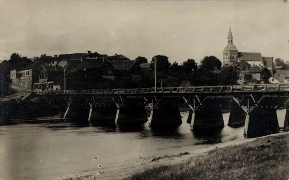 Foto Ak Narva Narwa Estland, Teilansicht, Brücke - 4298644