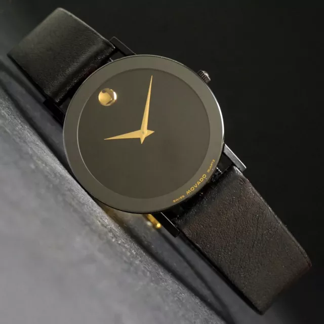 Splendido Orologio Movado 87.40.882 Classico Museo Nero Scatola Taglia Medie, Carta Non Indossato