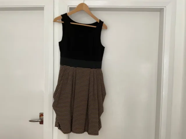Brown & black striped summer dress.  Side fastening.