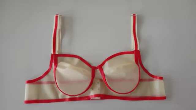 Reggiseno in gomma lattice venduto in gomma trasparente & rosso bikini sexy accogliente fionda fissa XXL