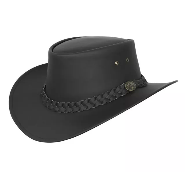Australien Ouest Style Cuir Noir Bush Chapeau Hommes Femmes Outback Chapeau