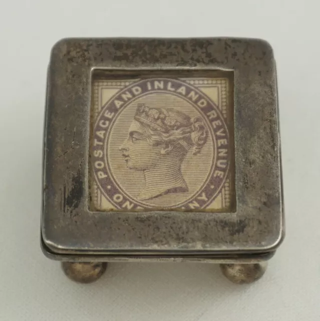 Good Antique Sterling Silver Gilt Postage Stamp Box, L&S, Birmingham 1901