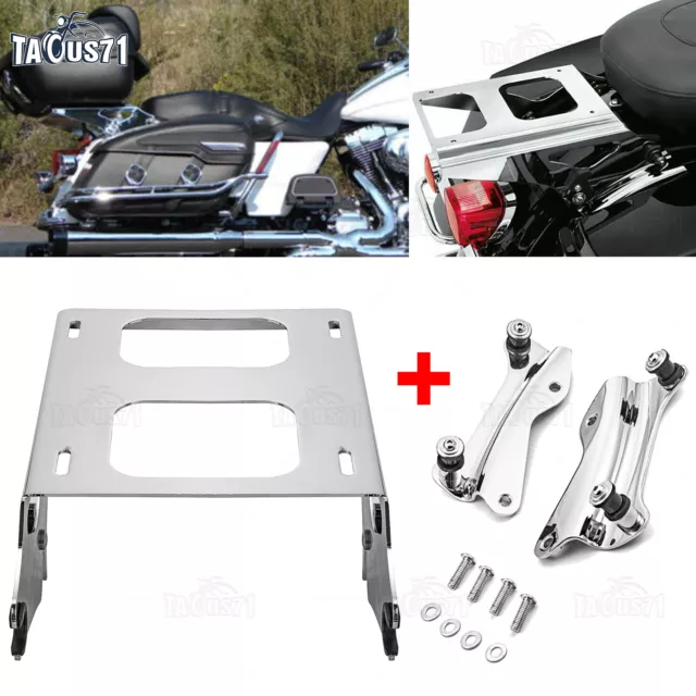 Chrome Two-Up Tour Pak Pack Mount Rack Docking Hardware Kit For Harley Touring