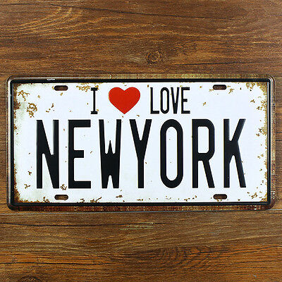 I LOVE NEW YORK Car Plaque Decorative Metal Tin Signs pub Bar Wall Poster Plate