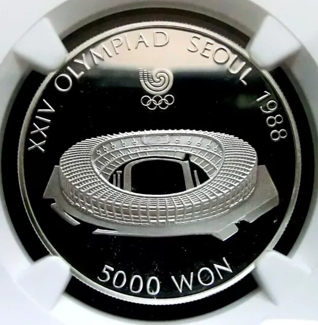1987 South Korea Korean Stadium Silver 5000 Won Almost Perfect PF 69 NGC ultra r 3
