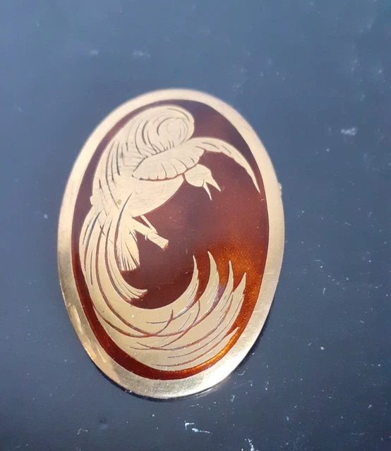 Broche Oiseau Du Paradis En Métal Doré Avec Pierres Bleues (zirconium) - Occasion, Style Vintage
