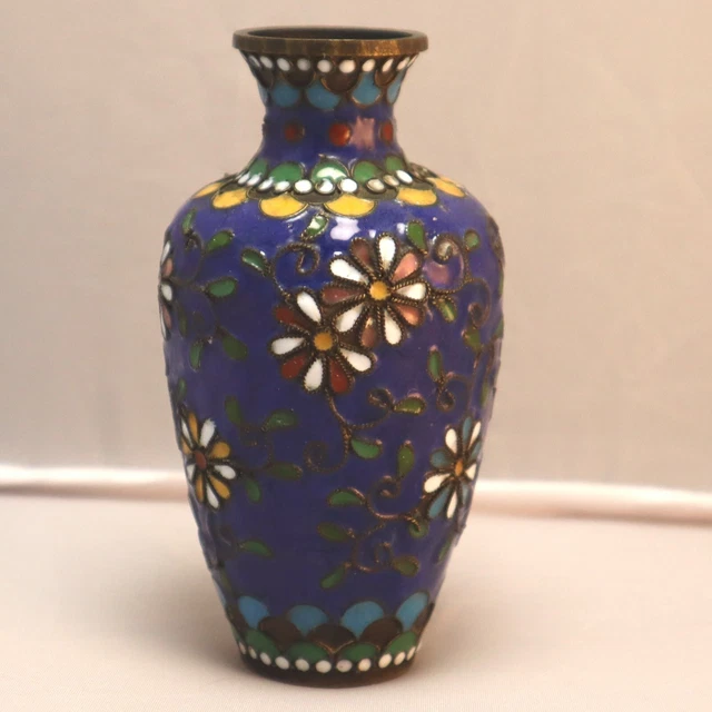 Vintage Cloisonne Enamel Vase Flowers