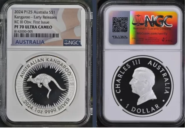 2024 Australia $1 Kangaroo Ngc Pf70 Early Releases Kciii First Issue Low Pop 58