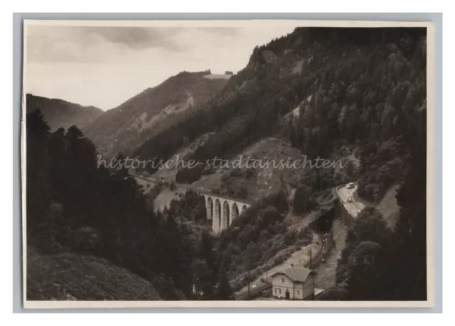 Eisenbahnbrücke Ravennaschlucht im Höllental - Zug Gleise - Foto 1950er