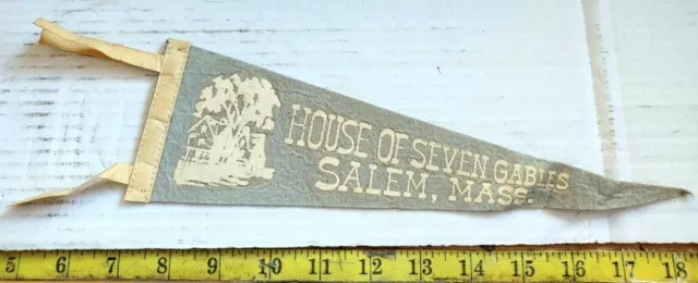 Vintage House Of Seven Gables Salem Mass. Felt Pennant 11" {Cs505}