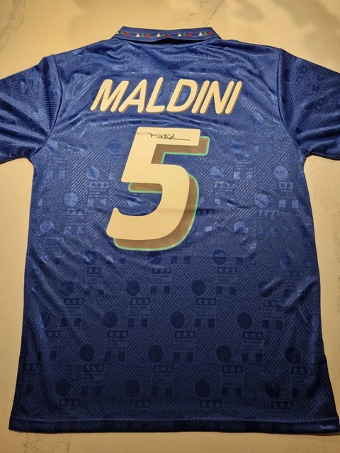 Maillot De Foot Vintage Italie 1994 – Maldini – Diadora – Match Worn – Taille L