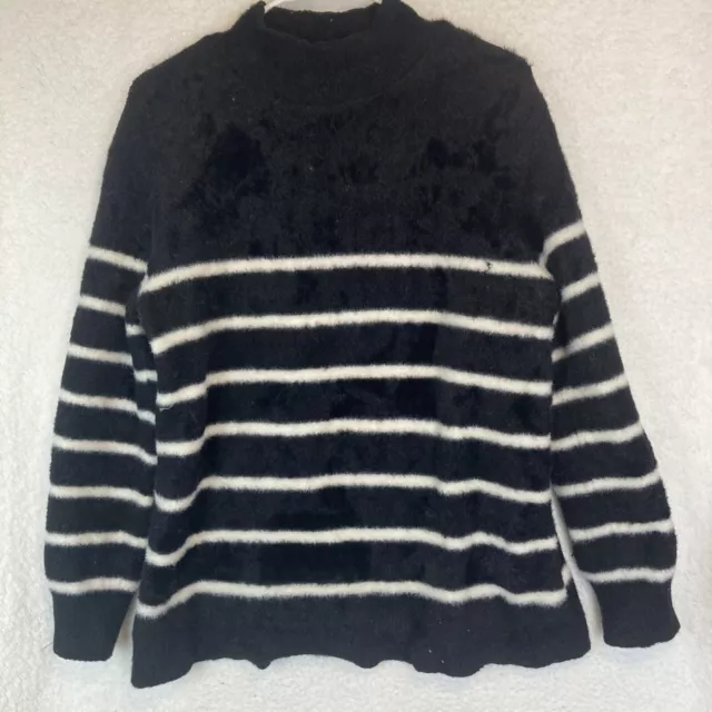 Bailey 44 Anthropologie Large Eyelash Knit Sweater Black White Striped