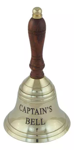 Handglocke - CAPTAIN'S BELL, Messing, mit Holzgriff, H: 16cm, Ø: 8,5cm