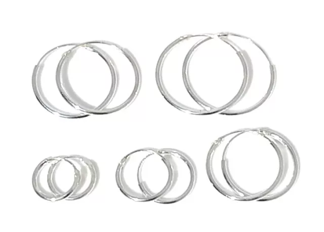 925 Sterling Silver Hoop Sleeper Earrings | 6mm - 18mm |  Small - Large